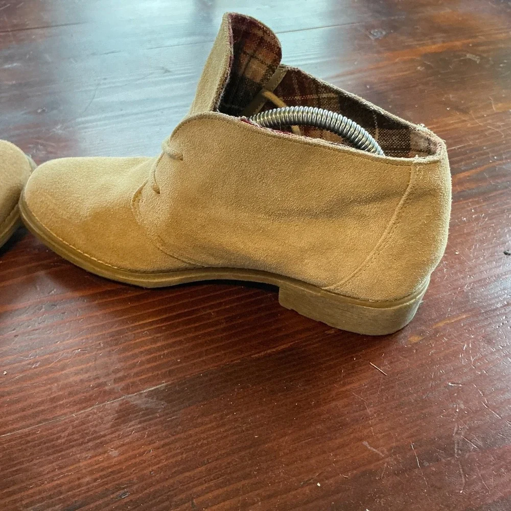 Eddie Bauer Chukka Boots Womens Sz 7M Vega Sand Suede Leather Almond Toe Lace Up